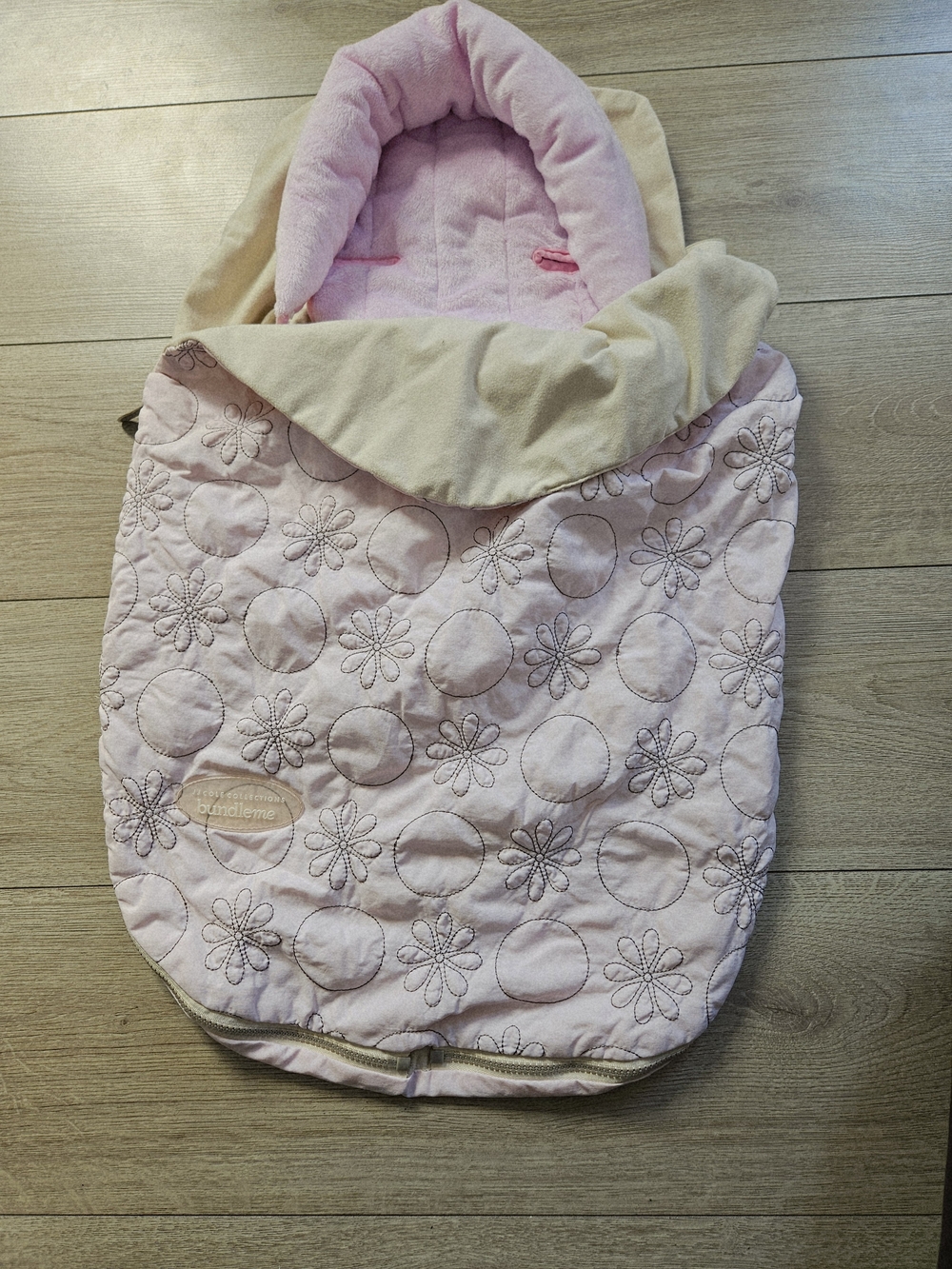 JJ Cole Bundleme Pink Quilted Floral Infant Car Seat Stroller Cover Bunting Bag
